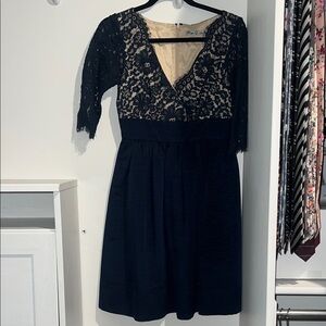 Eliza J Black and Cream Lace Midi Dress